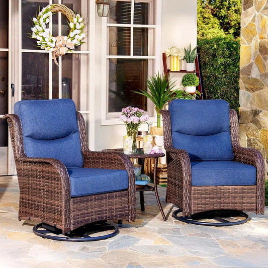 Luxury 3Piece Outdoor Wicker Patio Set with High Back Chairs