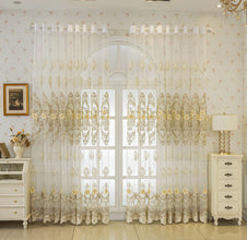 Luxurious 3D Embroidered Translucent Gauze Curtain For Bedroom