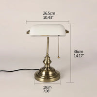 Newrays Glass Desk Lamp Banker Style Zipper Switch Night Light