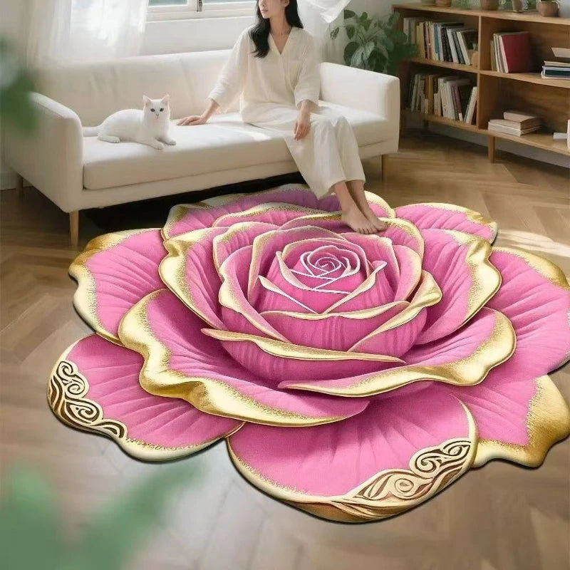 3D Flower Stereoscopic Vision Mat Anti-slip Living Room Decoration Soft Carpet Washable Lounge Rug Waterproof Rugs for Bedroom
