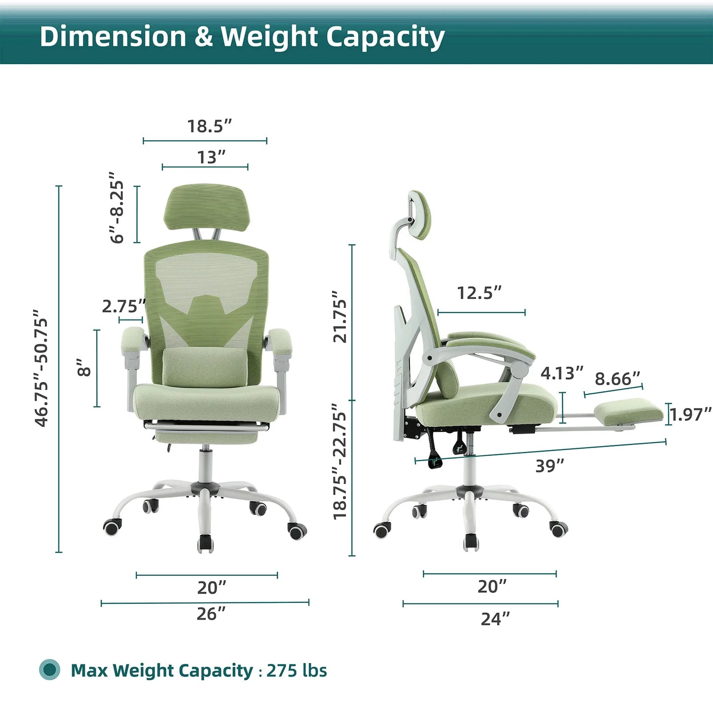 JHK Ergonomic High Back Mesh Gaming Chair With Lumbar Support