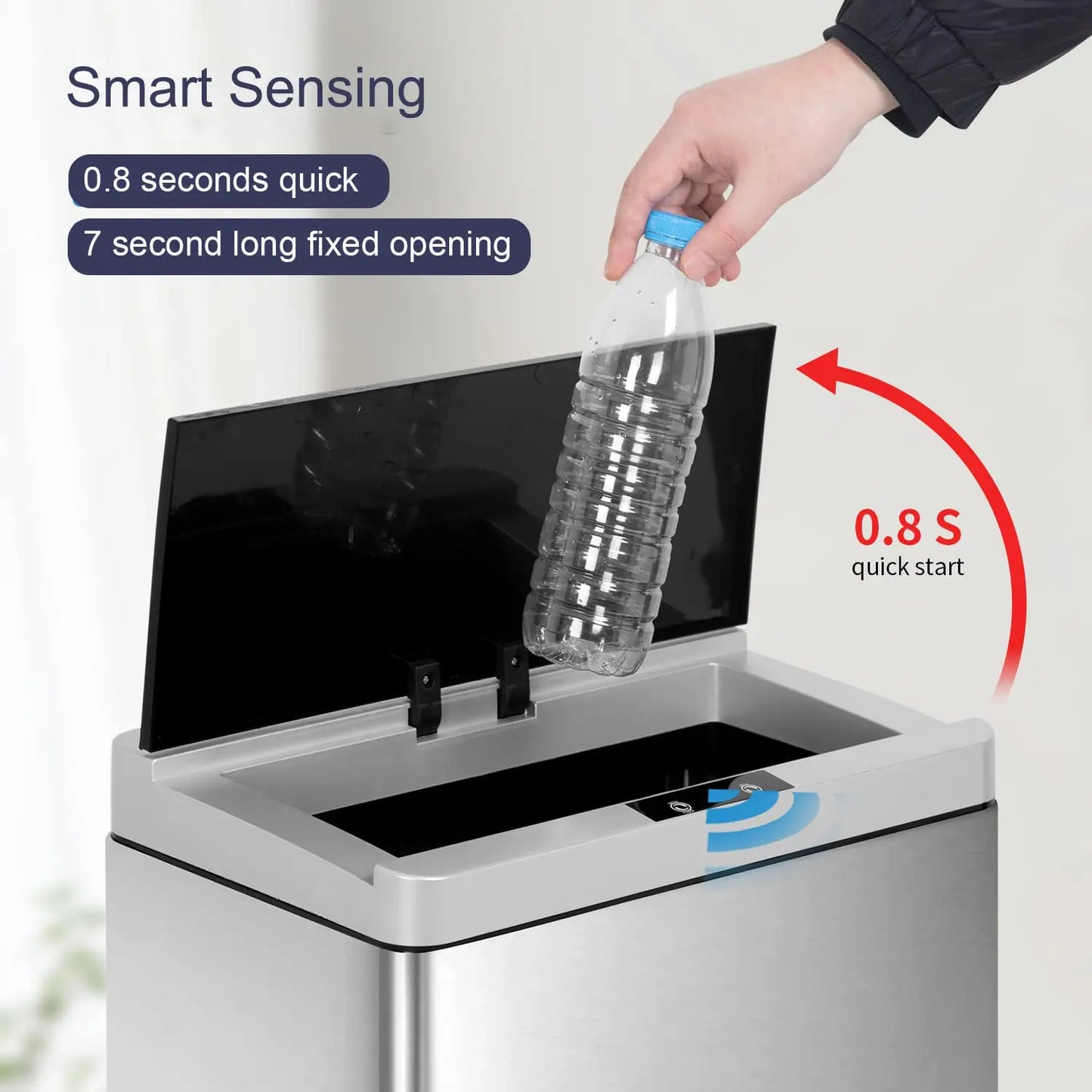 Touch Free Trash Can 13.2 Gallon Kitchen Garbage Cans with Motion Sensor 50 Liter High Capacity Stainless Steel, Customized