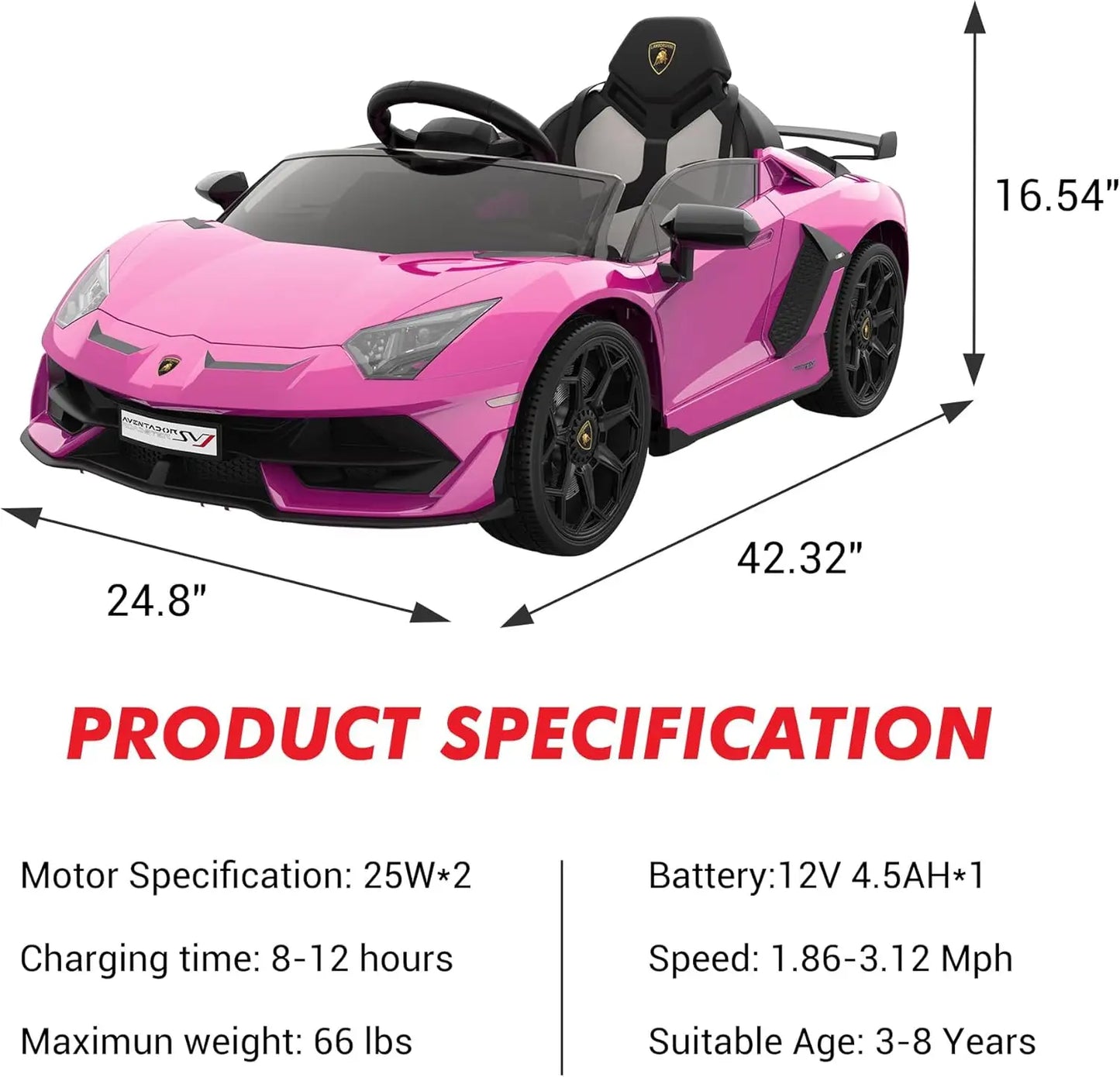 HiMISS Kids Ride On Car With Remote Control 12V Battery