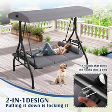 Outdoor Porch Swing With Canopy And Stand 3 Person