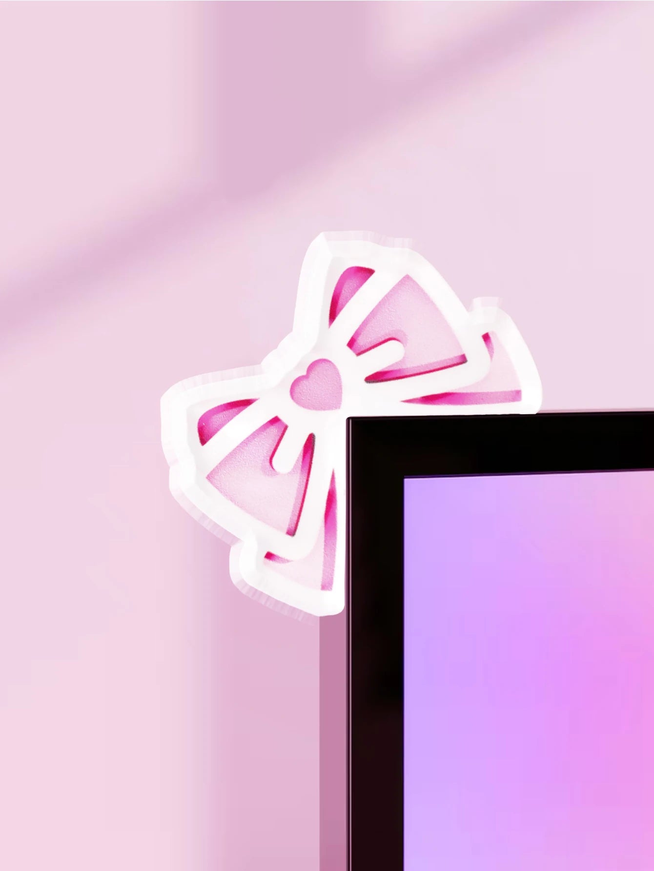 Kawaii Bow Monitor Decor Pink Acrylic Bowknot PC Desktop Decoration