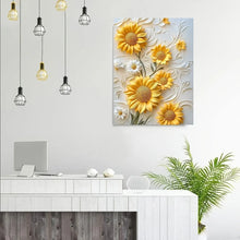 Sunflower 3D Relief Canvas Art With Wood Frame Living Room
