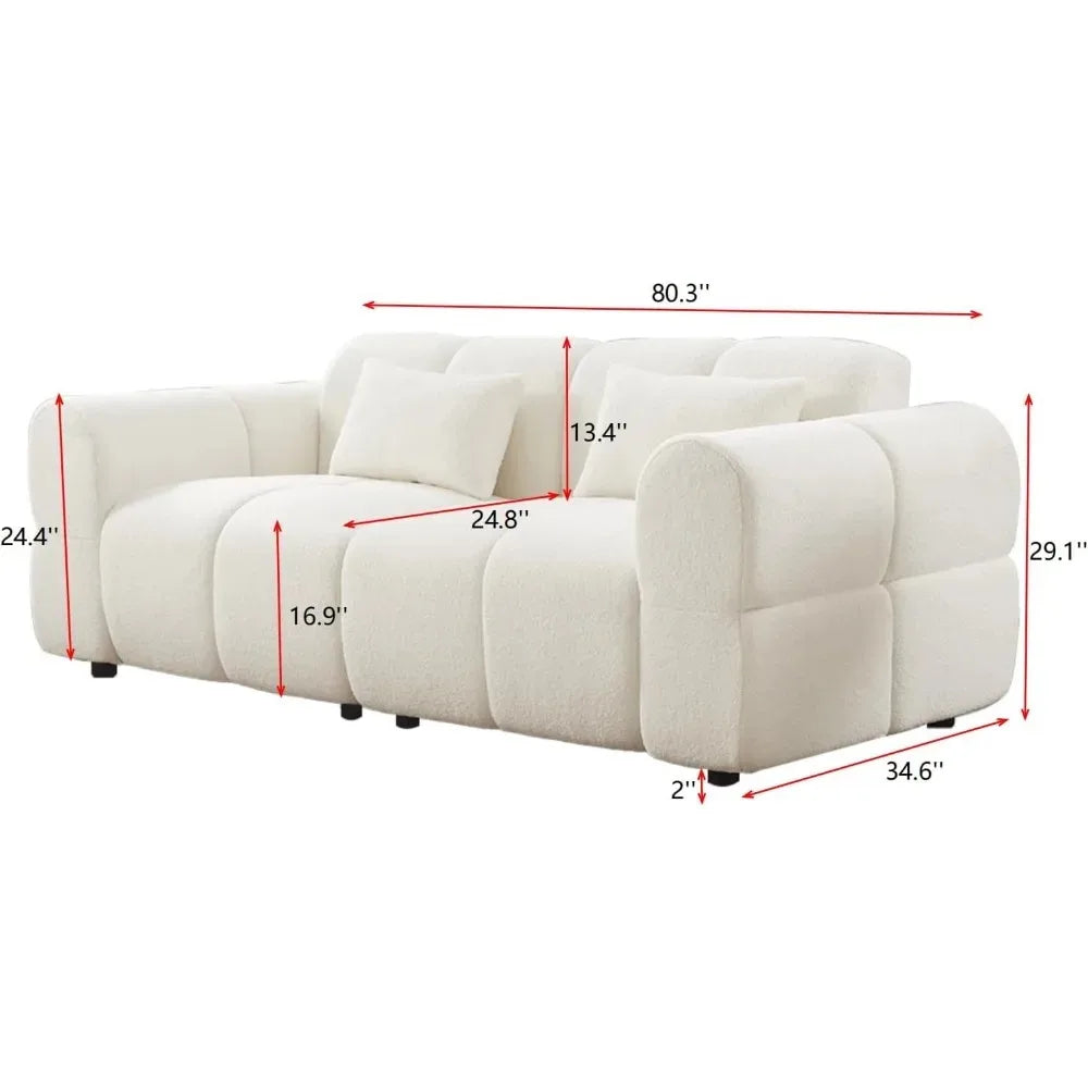 CHENGWEI Modern Lambswool Boucle 3 Seater Sofa for Living Room