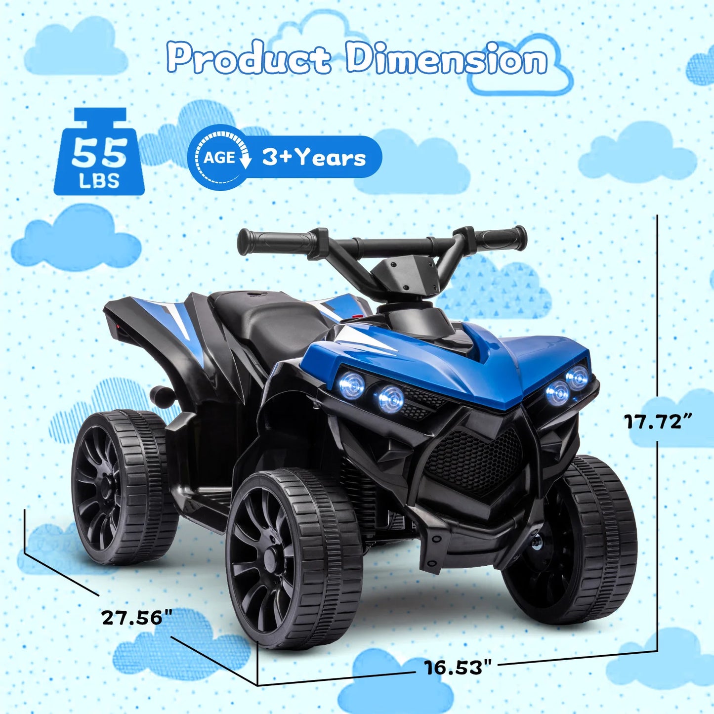 HiMISS SixVolt Ride On Quad ATV for Kids Push Button