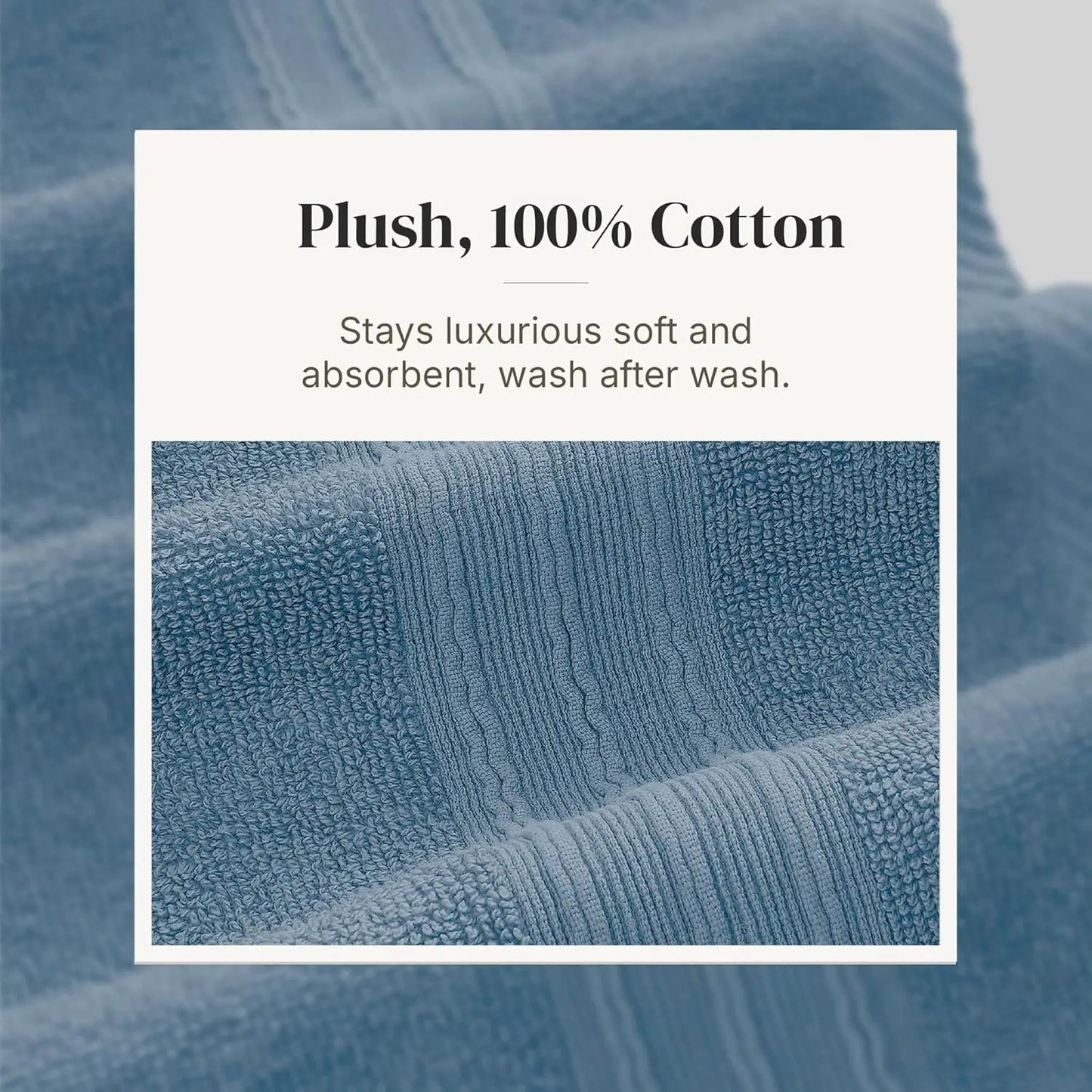 6-Piece Jacquard Towel Set: 2 Bath, 2 Hand, 2 Washcloths in Ophelia Blue - Modern Threads