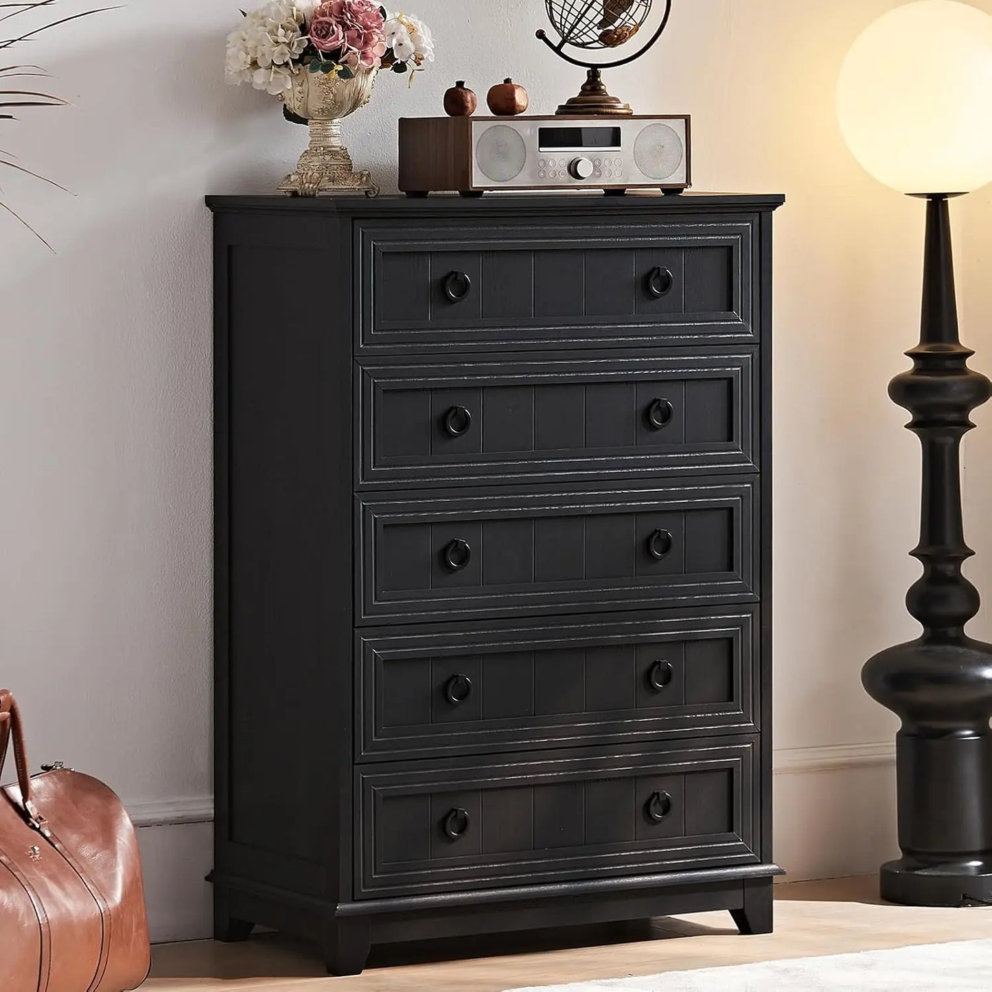 Bedroom Dresser and Nightstand Sets 4 Piece,18" Nightstands Set of 2, 54" Wide Furniture Dressers for Bedroom,Living Room, Black