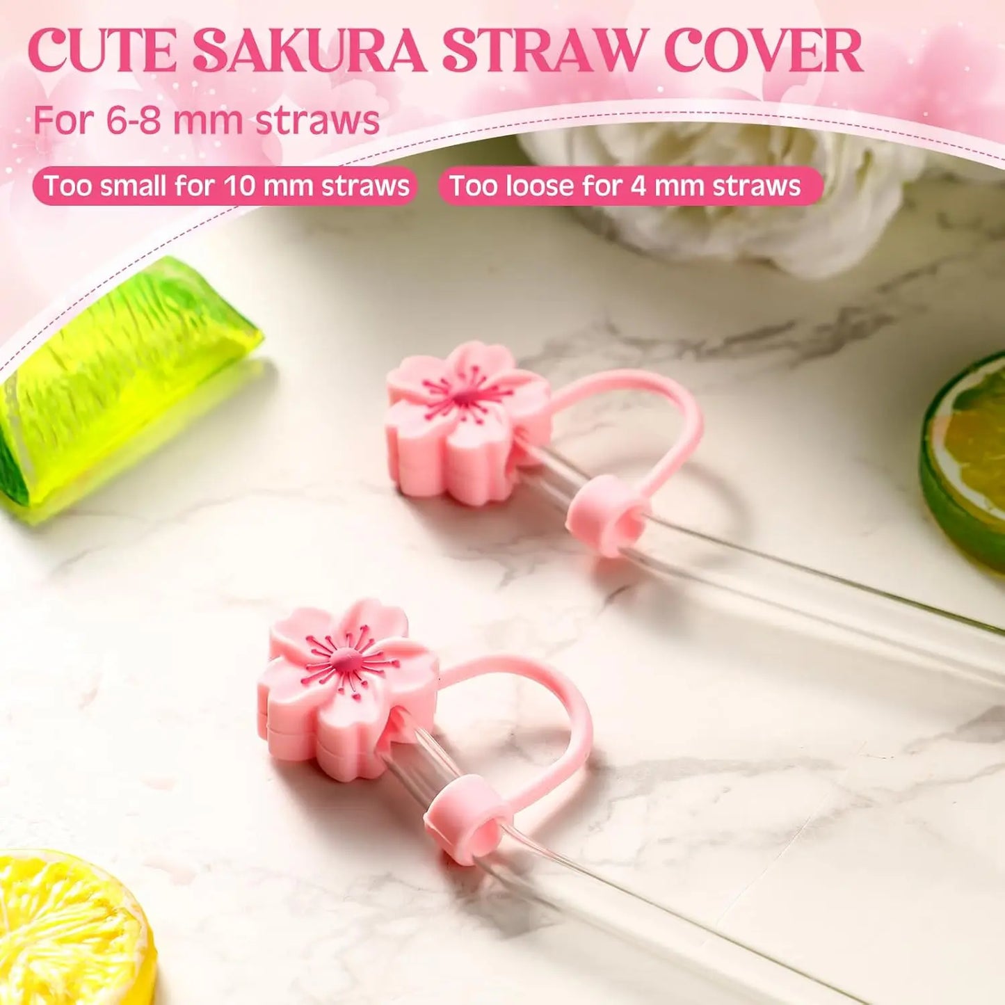 Cherry Blossom Glass Cup Sakura Coffee Cup With Bamboo Lid And Straw Brush