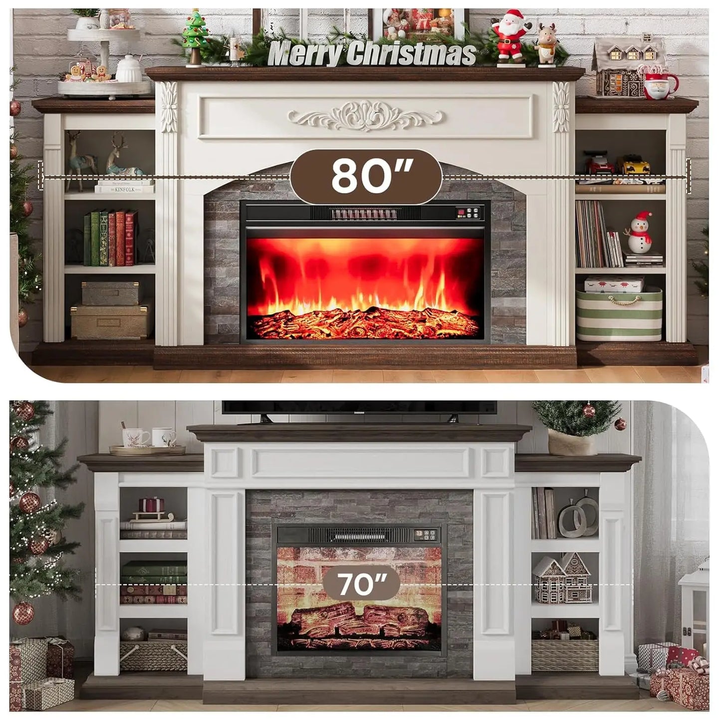 Modern Electric Fireplace With Mantel And TV Stand
