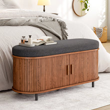 Shoe Bench 3 Tier Organizer With Cushion And Sliding Door