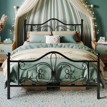Kids Platform Bed Frame Metal With Butterfly Pattern Headboard Footboard