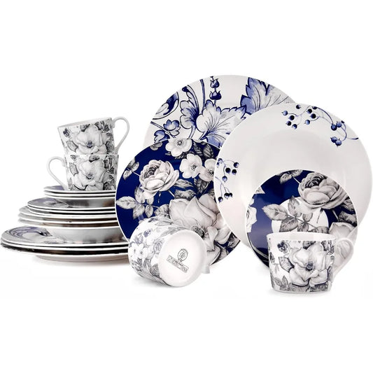 Bone China Dinnerware Set of 20 for 4 pers. Plates and Bowls Sets Dish Set Plate Set Dinner Plates Set Dishes Set of 20 Stonewa