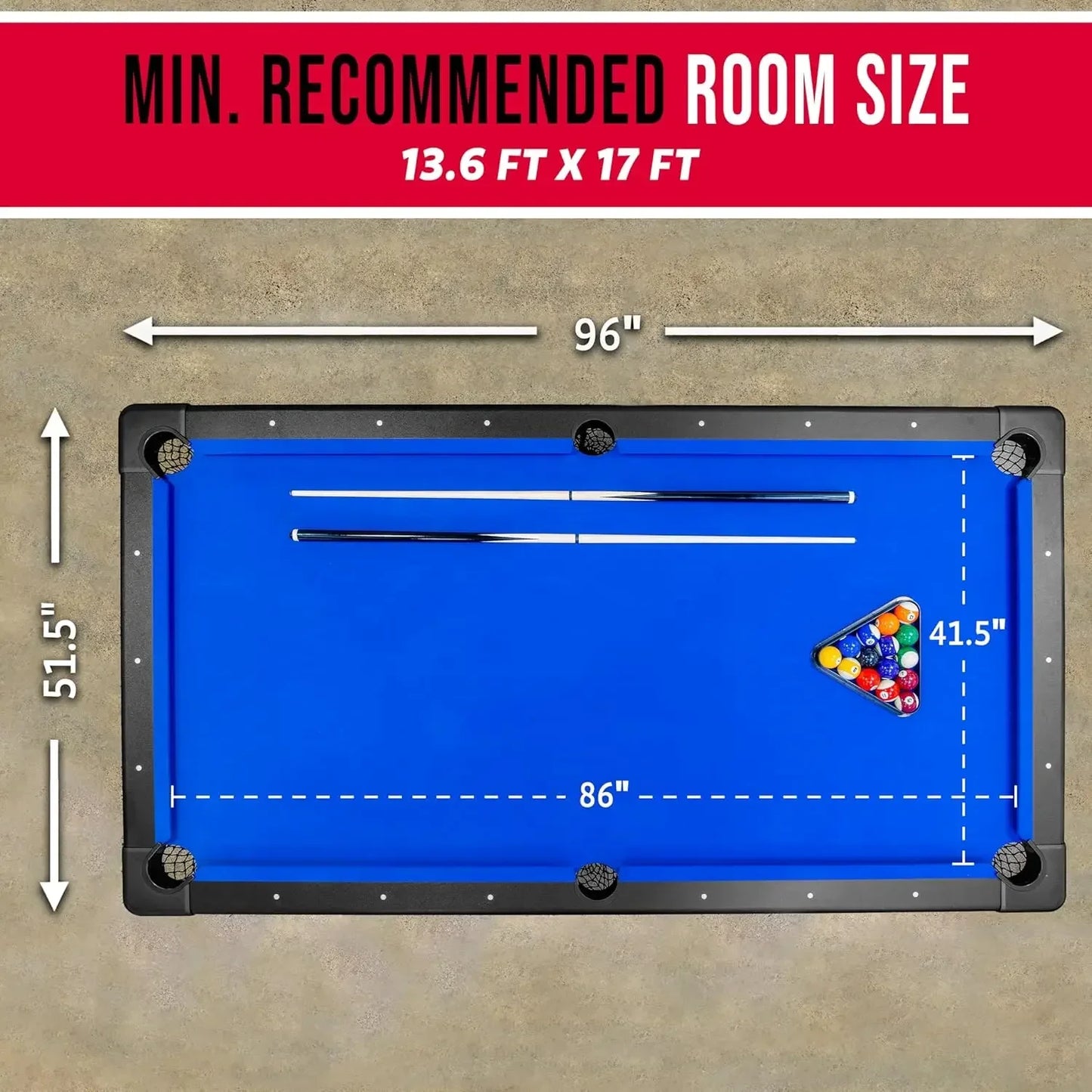 Portable Pool Table With Full Ball Set Cues Chalk Brush