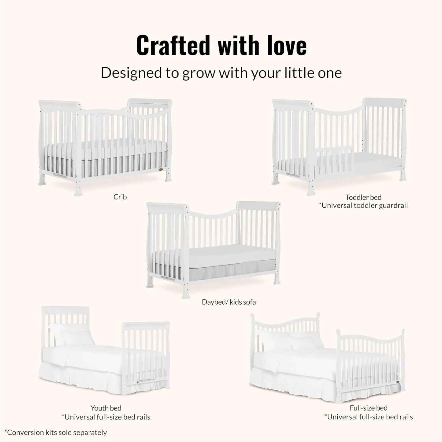 7-in-1 Convertible Baby Crib Greenguard Gold Certified