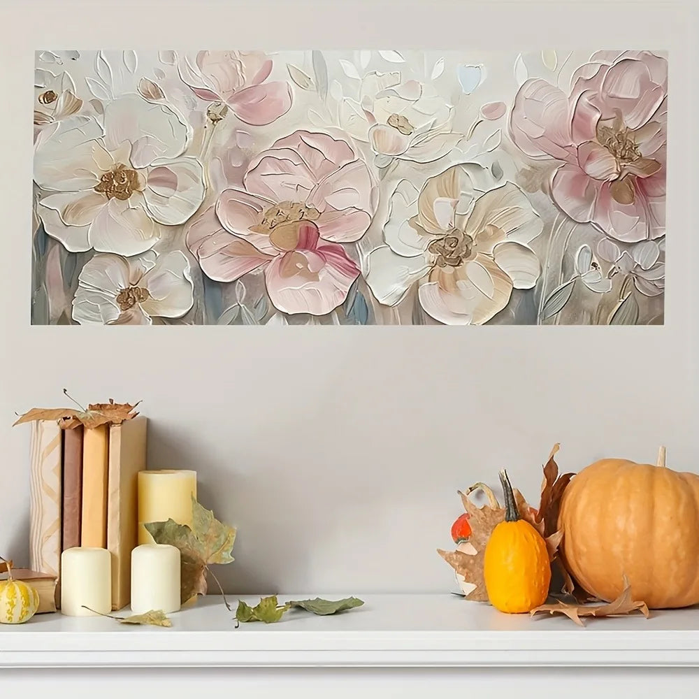 Pink floral canvas suitable for interior decoration