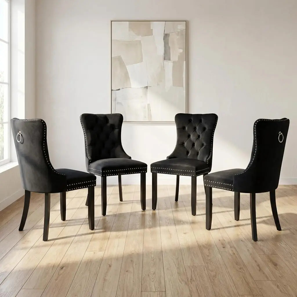 Modern Tufted Upholstered Dining Chairs Set of 4, Olive Green Velvet Dining Room Chair with Metal Legs, Sillas de, Customized