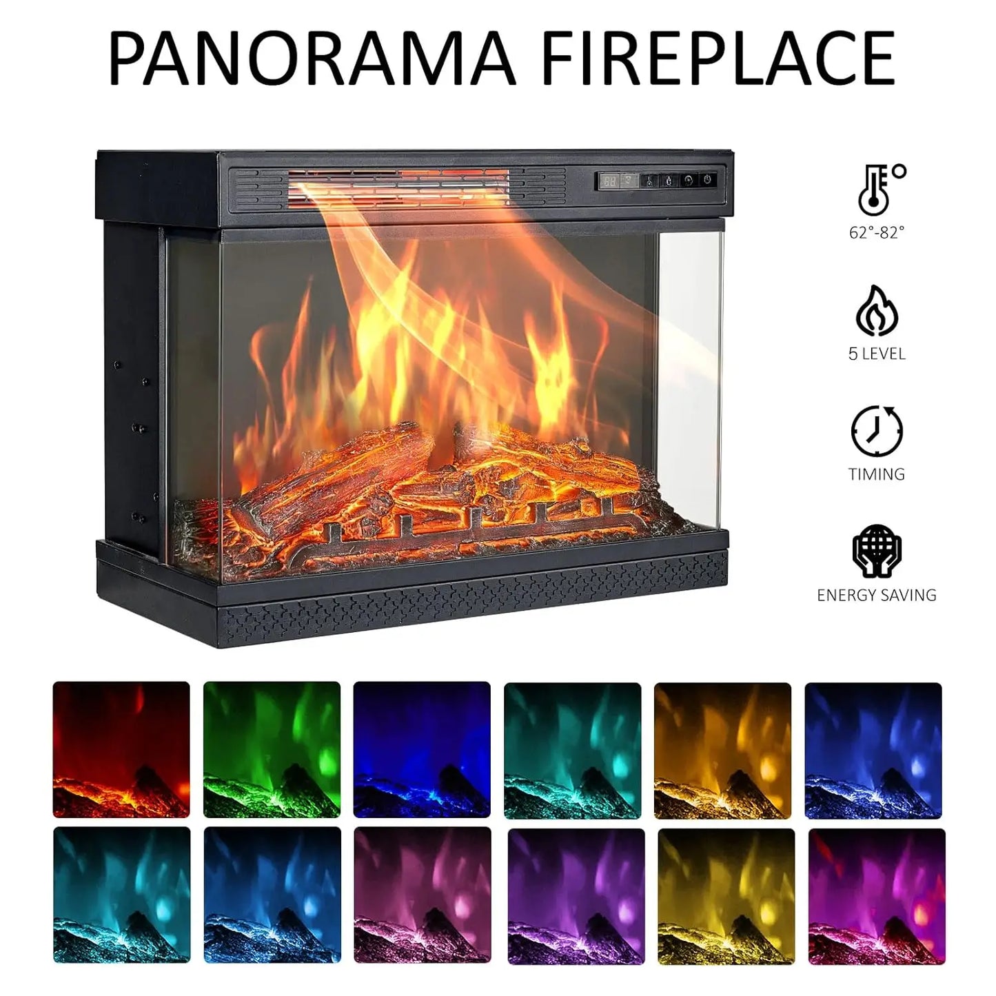 Three Sided Glass Fireplace TV Stand With Adjustable Flame Effects