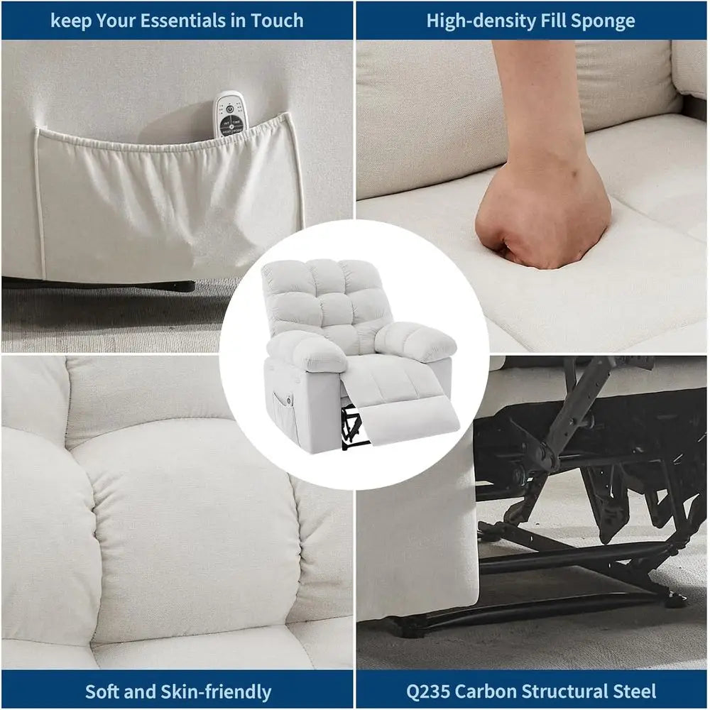 Ergonomic Reclining Chair With Heat And Massage Remote Control