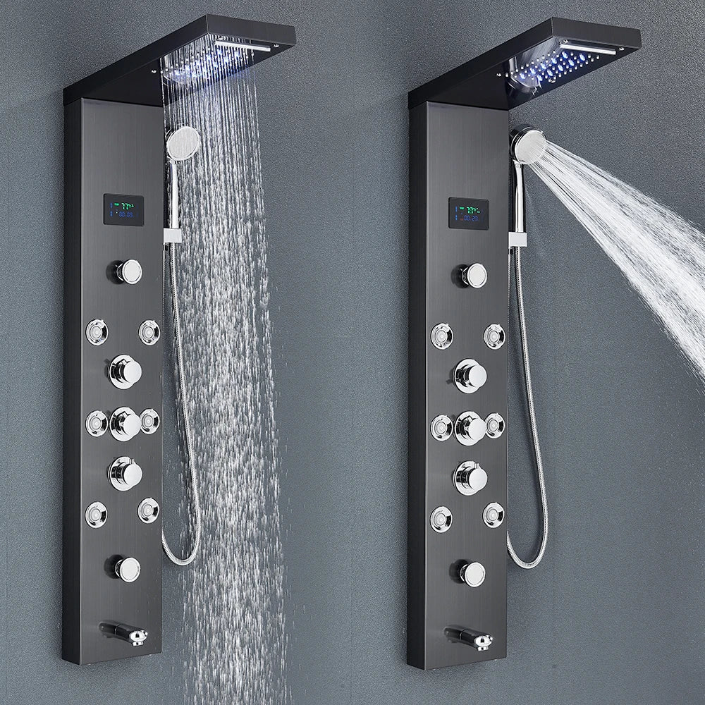Quyanre LED Shower Panel Tower System LCD Display Massage Spa