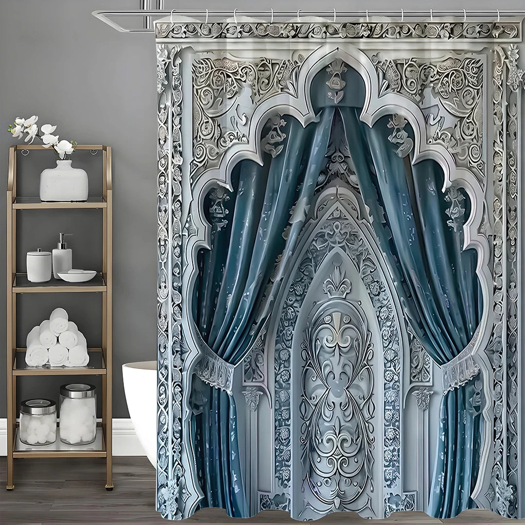 Arches Geometric Polyester Shower Curtain With Hooks
