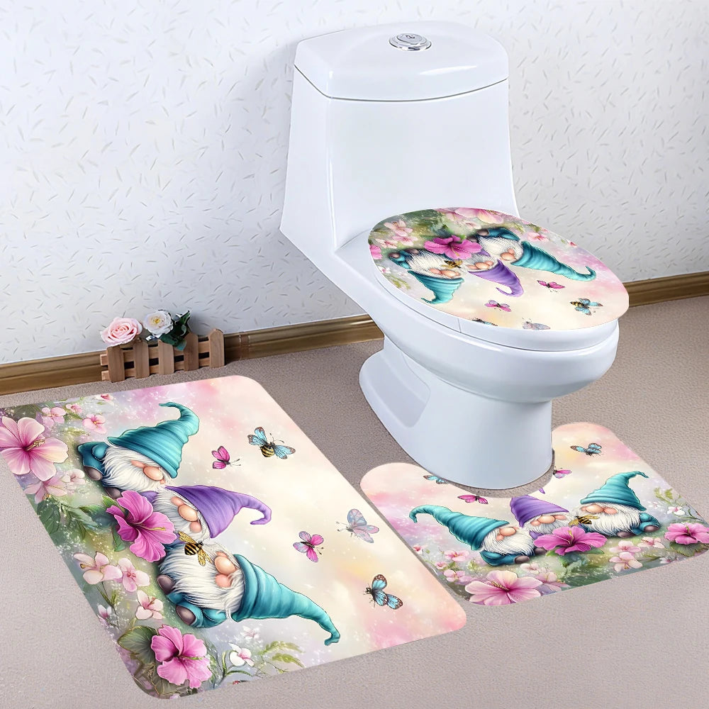 Dwarf Bathroom Four Piece Set Avant Garde Waterproof Shower Curtain