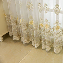 Luxurious 3D Embroidered Translucent Gauze Curtain For Bedroom