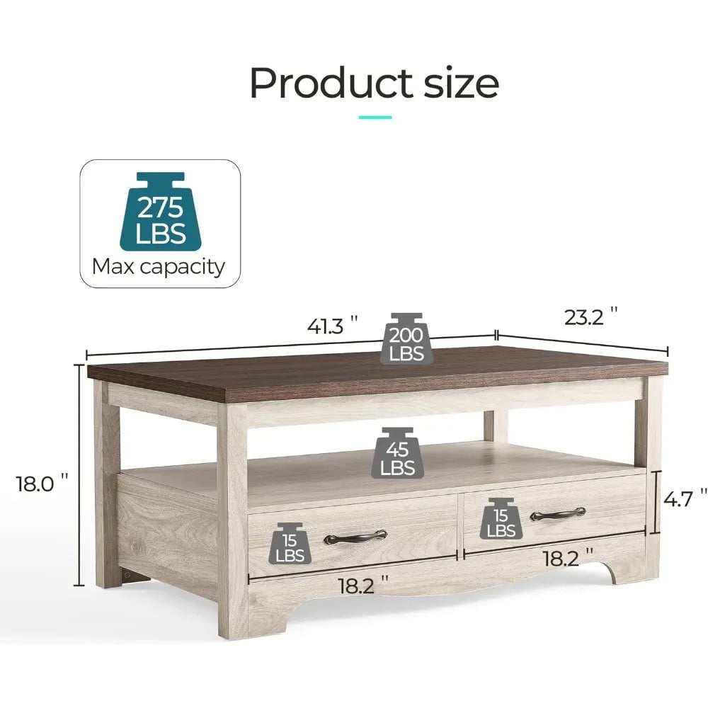 Farmhouse 3 Piece Coffee Table Set With Two End Tables