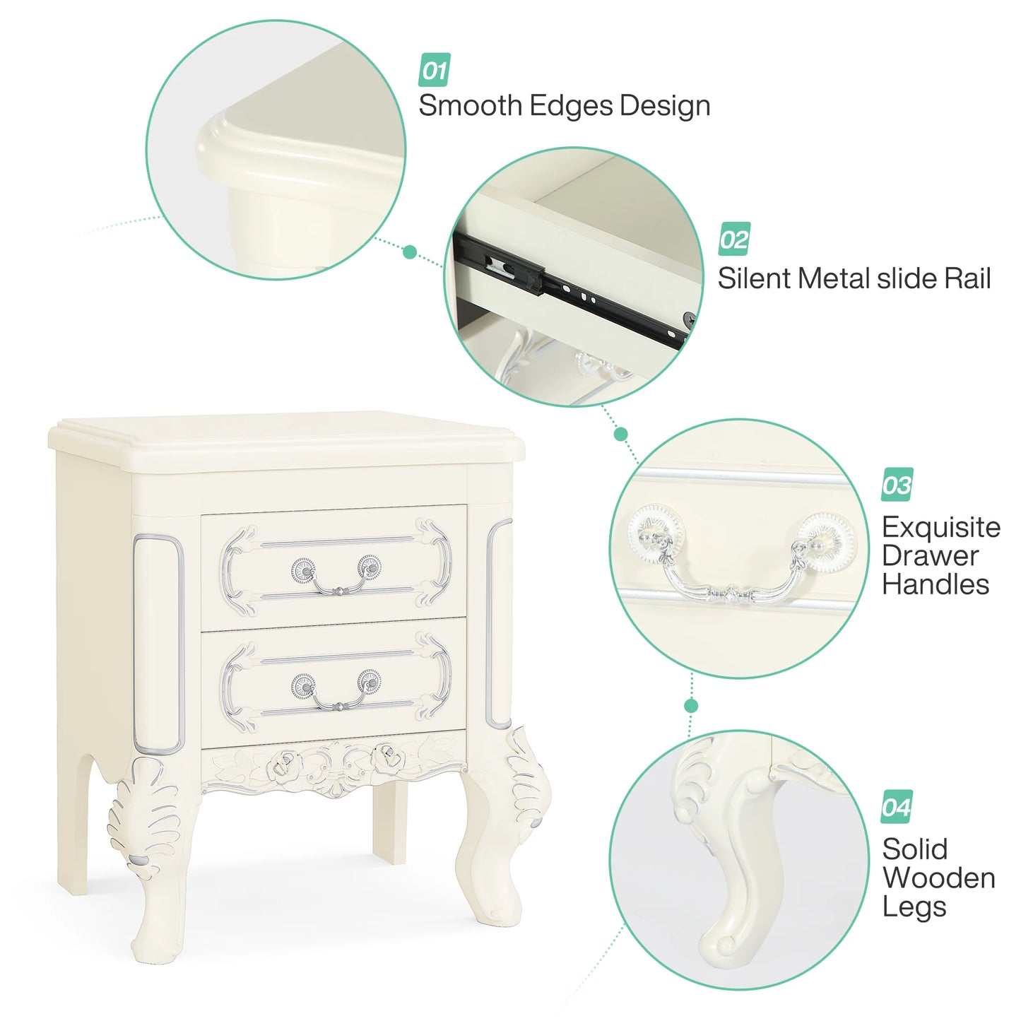 Tribesigns Two Drawer Nightstand End Table For Bedroom Living Room