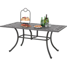6-Person Rectangular Cast Aluminium Outdoor Dining Table, Patio Bistro Table with 2.3