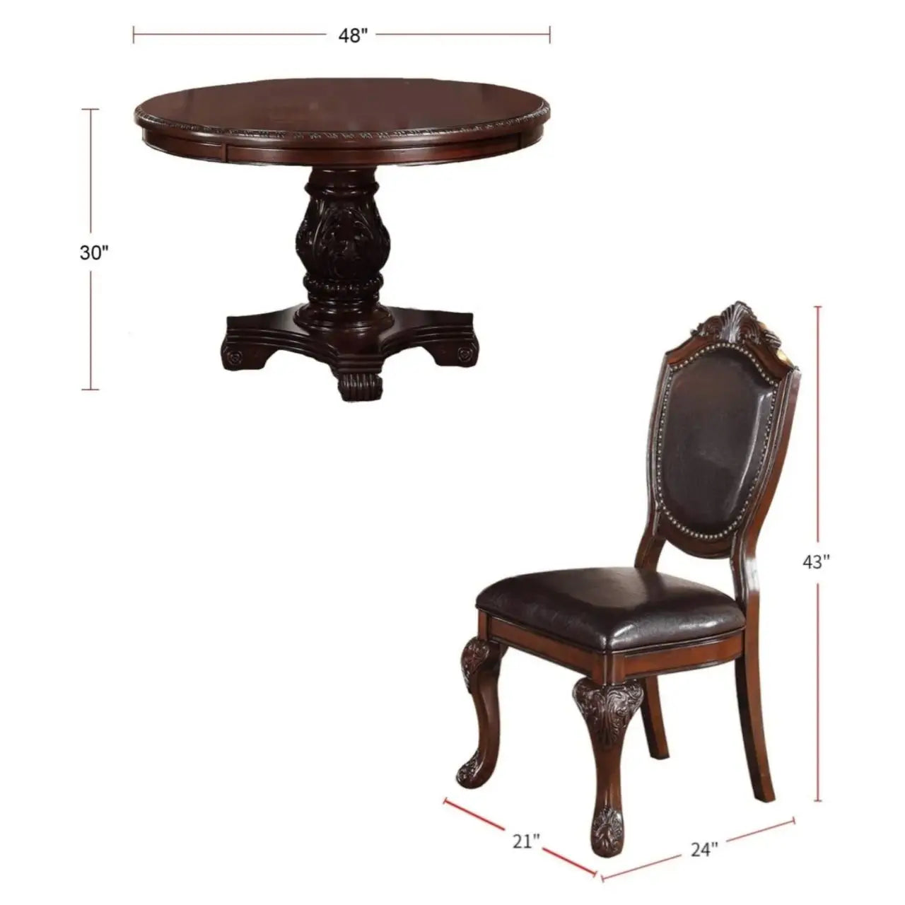Classic 5 Piece Dining Set With Round Table And Chairs