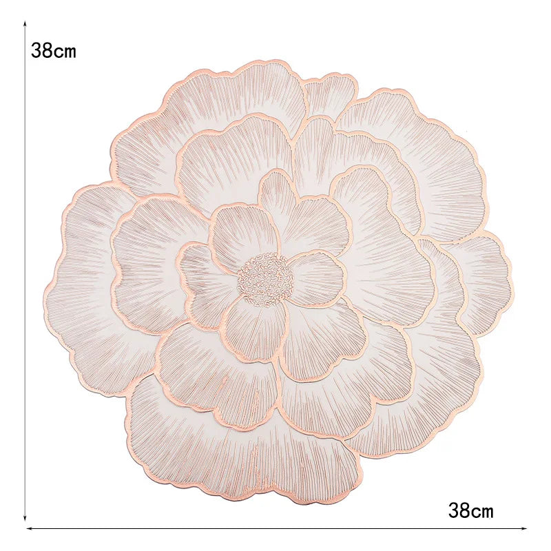 NEW Arrival PVC Flower Placemat Dining Decorative Heat Resistant Table Pad Coasters Home Party Wedding Christmas