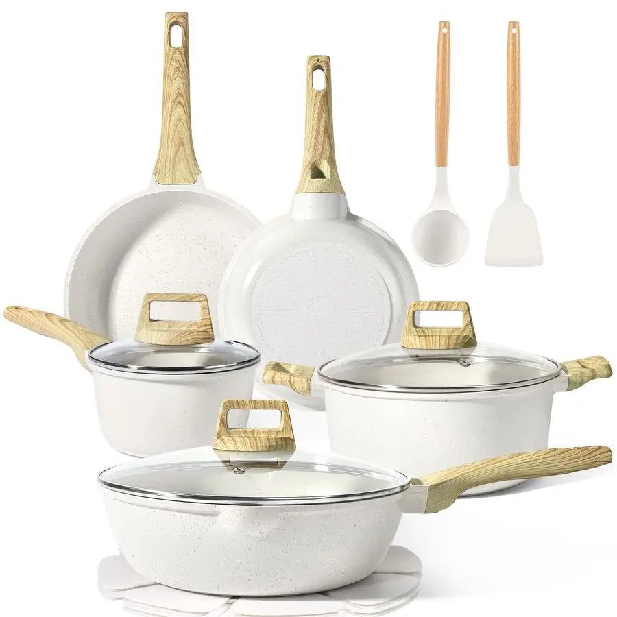 XMSJ Granite Nonstick 14 Piece Cookware Set For Induction