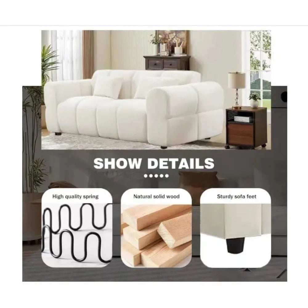 CHENGWEI Modern Lambswool Boucle 3 Seater Sofa for Living Room