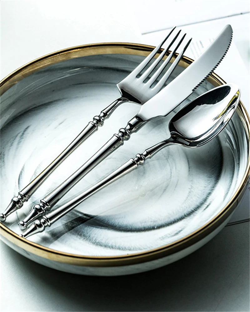 UOSU Stainless Steel Cutlery Set Western Flatware Knife Fork Spoon