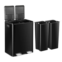 Stainless Steel Dual Trash Can With Foot Pedal For Kitchen