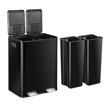 Stainless Steel Dual Trash Can With Foot Pedal For Kitchen