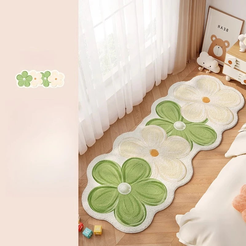 Flower Pattern Bedroom Decor Dopamine Carpet Thick Plush Carpets for Living Room Fluffy Soft Bedside Floor Mat Home Washable Rug