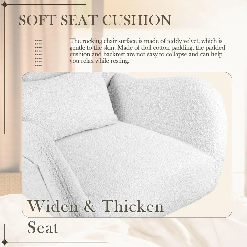 RBXC Teddy Upholstered Nursing Rocking Chair Glider With High Back