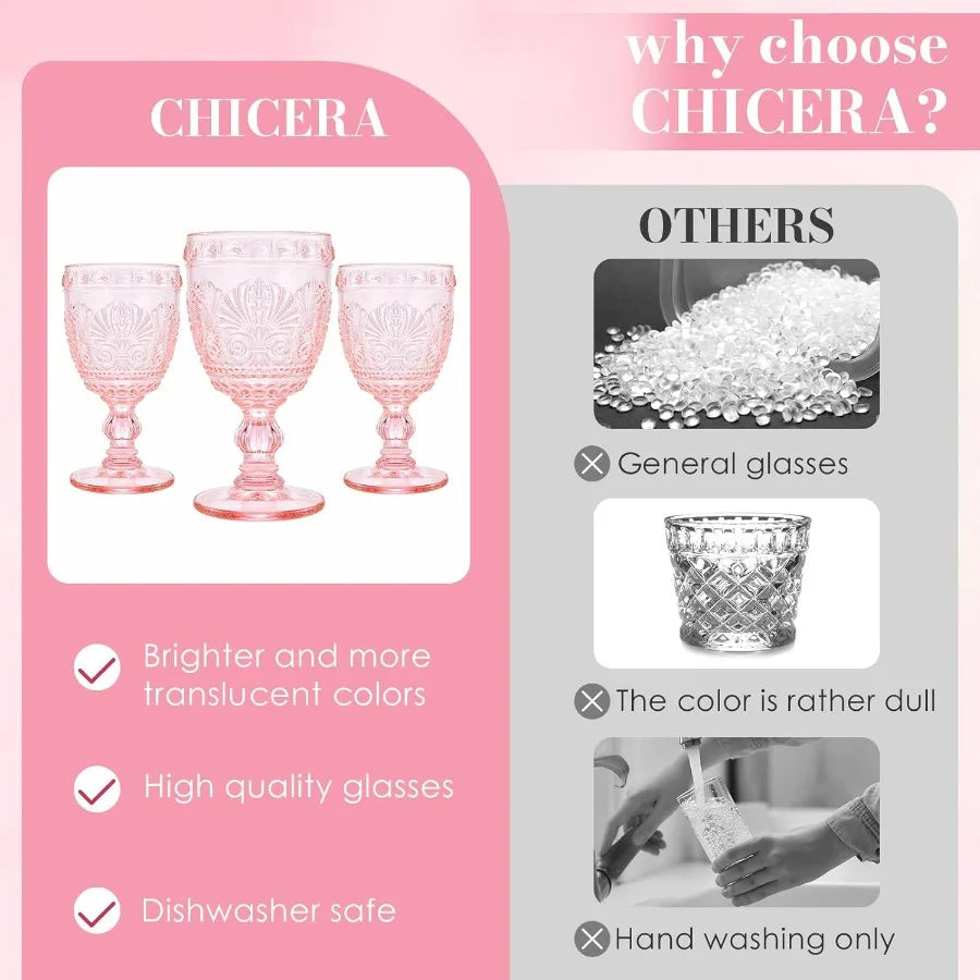 NONEDrinkware Vintage Glassware Goblet Set Durable Wine Glasses