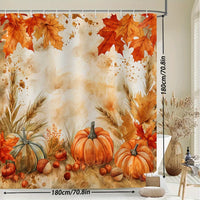 Autumn Leaves Shower Curtain With Rustic Maple Design Washable Polyester