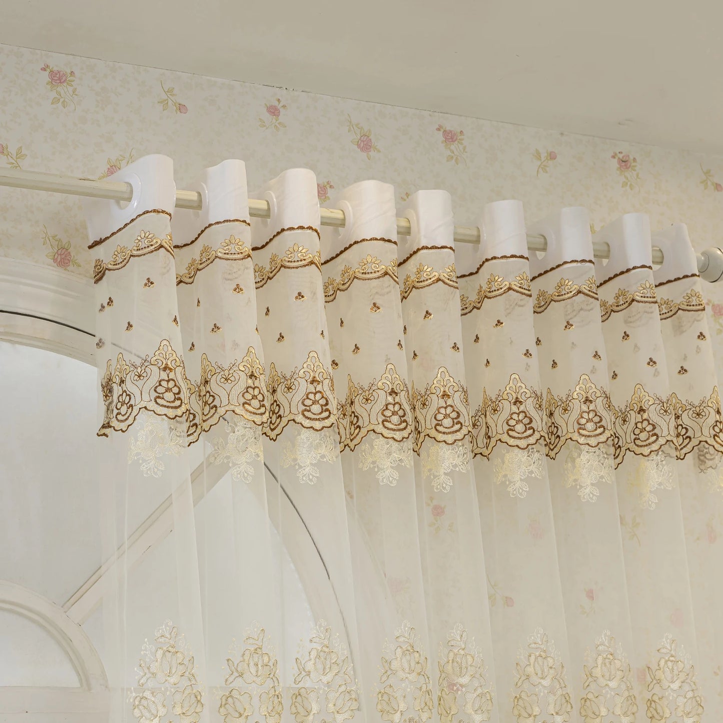 Embroidered Window Curtain With Luxurious 3D Embroidery Bedroom Living Room