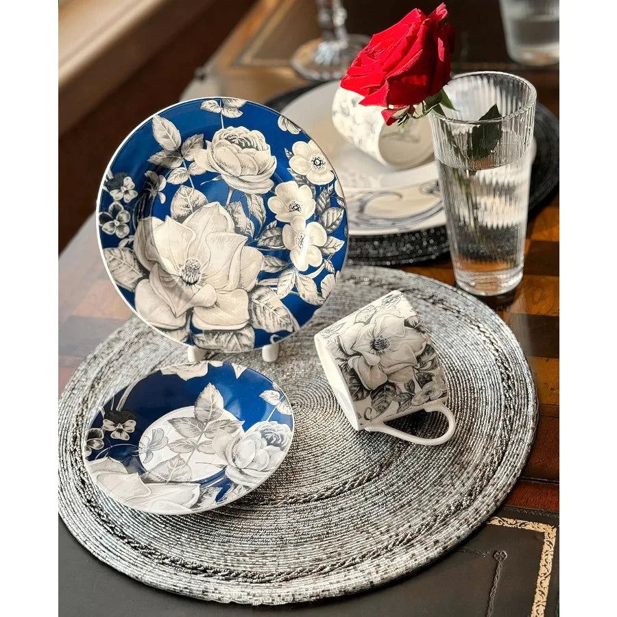 Bone China Dinnerware Set of 20 for 4 pers. Plates and Bowls Sets Dish Set Plate Set Dinner Plates Set Dishes Set of 20 Stonewa