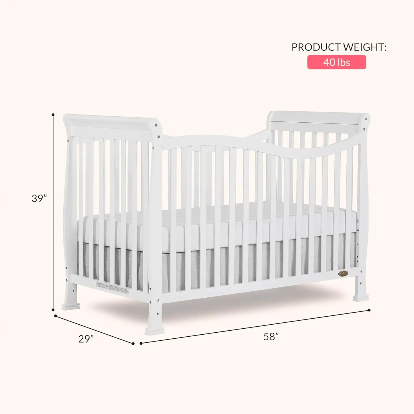 7-in-1 Convertible Baby Crib Greenguard Gold Certified