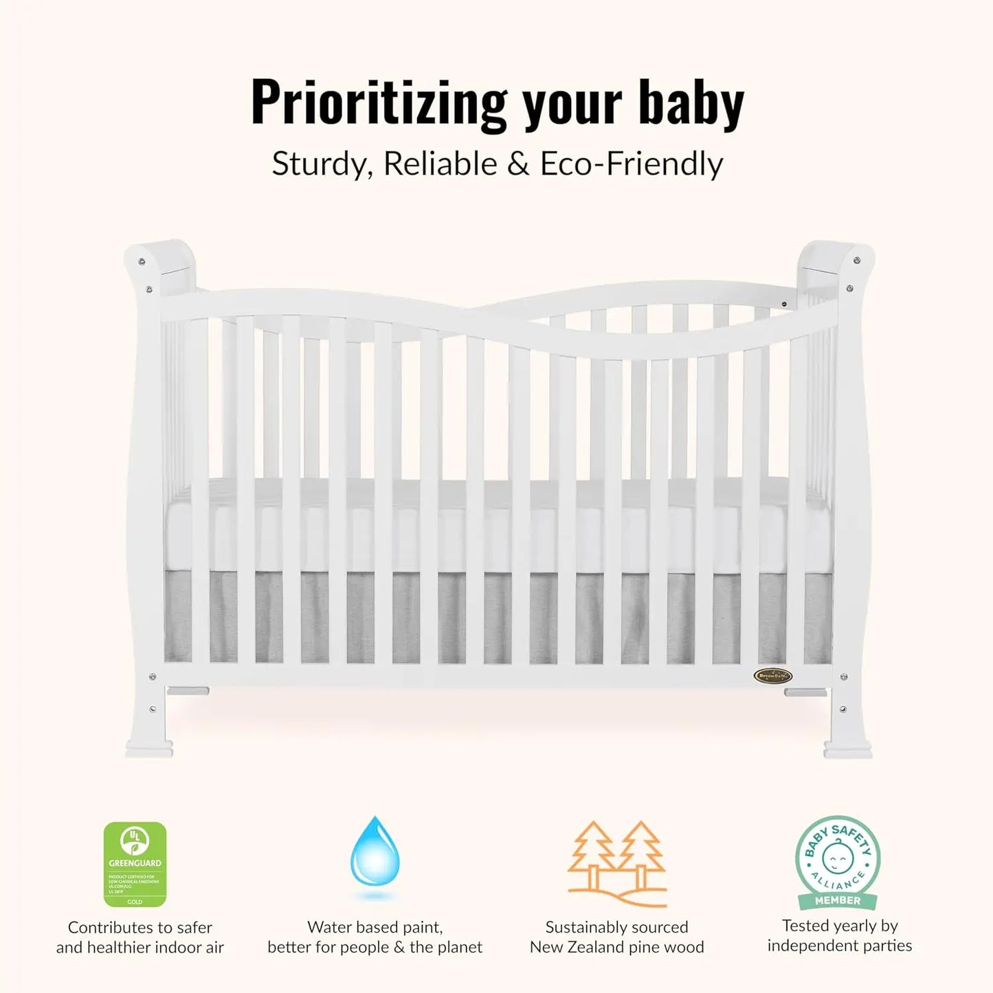 7-in-1 Convertible Baby Crib Greenguard Gold Certified