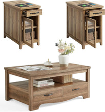 Farmhouse 3 Piece Coffee Table Set With Two End Tables