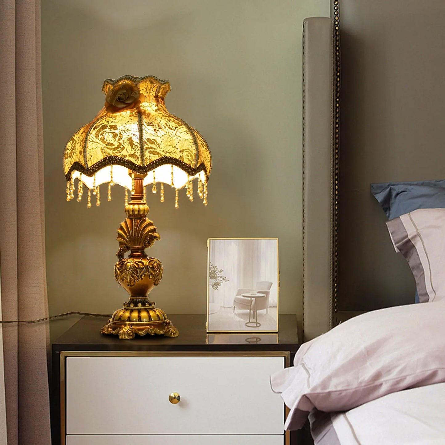 Bymaocar European Table Lamp With Push Button Switch