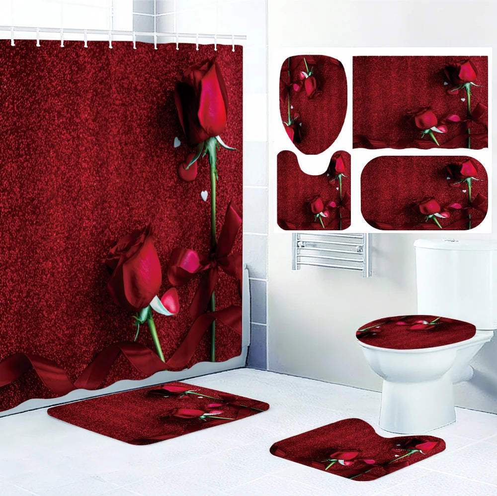 Avant-Garde Waterproof Shower Curtain And Complete Four-Piece Bathroom Kit